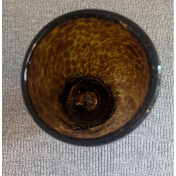 Brown/Amber Spotted Leopard/Tortoiseshell Pattern 9.5" Tapered Glass Vase - Picture 3 of 6